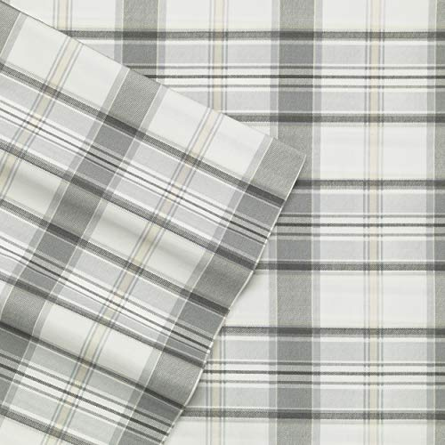 Eddie Bauer -4PCS, Full Sheets, Cotton Percale Bedding Set, Crisp & Cool Home Decor (Chinook Grey, Full)