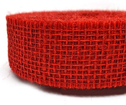 finemark 25 m x 40 mm Dekoband Jute ROT Juteband Geschenkband 4 cm Gitterband Schleifenband aus Naturjute nachhaltig Weihnachten Deko Advent Geschenkverpackung biologisch abbaubar