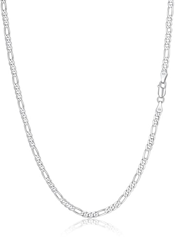 Silvora S925 Silber 3/5mm Ultradünne Herren Kubanische Figaro Kette Damen | 925 Silber Cuban Link Chain Panzerkette Verschiedliche Längen 36/46/51/56/61/66/71 cm in Silber Farben