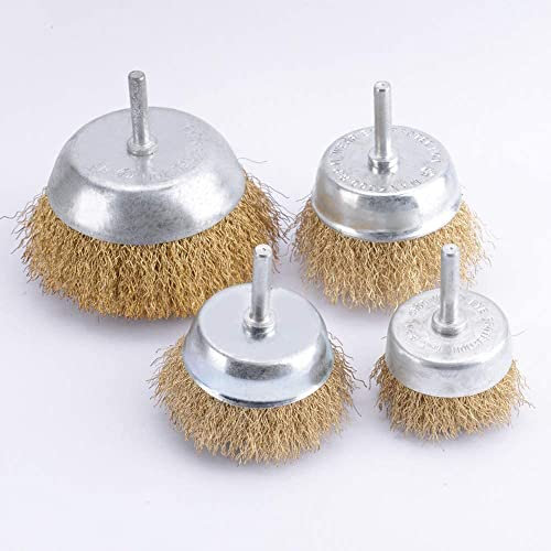 Drahtbürsten Satz 24tlg Rundschaft 6 mm Stahl-Reinigungsdrahtbürsten Set Scheibenbürste und Topfbürsten für Räder, Polieraufsatz-Kit für Rotationswerkzeuge (z. B. Schleifmaschine) von Dremel