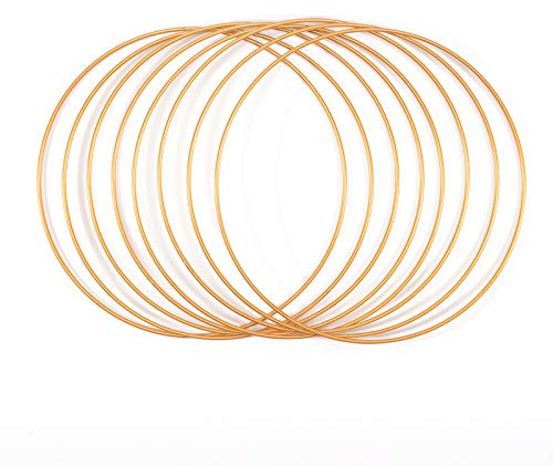 Vaessen Creative Metallringe Ø 25 cm x 3 mm Kreis zum Basteln - 8 Stück Drahtkreis Gold und Deko Kranz aus Metall für TrockenblumenKranz, Makramee, Traumfänger, Mobile Basteln und Wanddeko