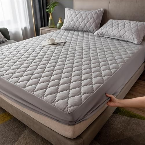 Fodera per Materasso/Coprimaterasso Trapuntato Anti-Acari e Traspirante Matrimoniale/Singolo/Una Piazza e Mezza Topper per Materass Copertura Protettiva (Color : B, Size : 1.5x2.0m(H1.6-2.5m))