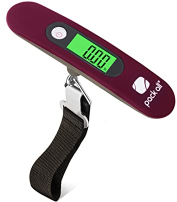 pack all 110 Lbs Luggage Scale, Digital Handheld Luggage Scale, Baggage Scale, Travel Weight Scale for Luggage with Backlit LCD Display, Battery Included, Red