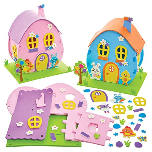 Baker Ross FX524 Ostereierhaus-Bausätze - 2er-Pack, Schaumstoff-Dekorations-Bastelsätze für Ostern