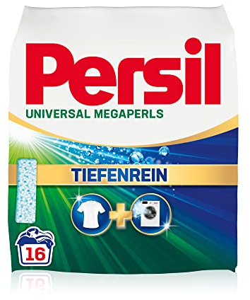 Persil Universal Megaperls (16 Waschladungen), Vollwaschmittel mit Tiefenrein Technologie, Waschmittel für reine Wäsche & hygienische Frische für die Maschine, 20 °C bis 95 °C