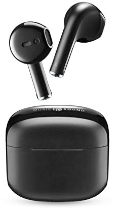 Music Sound | Swag - Kabelloses Kapsel-Headset - Wiedergabezeit bis 20 Stunden - Bluetooth - Schwarz