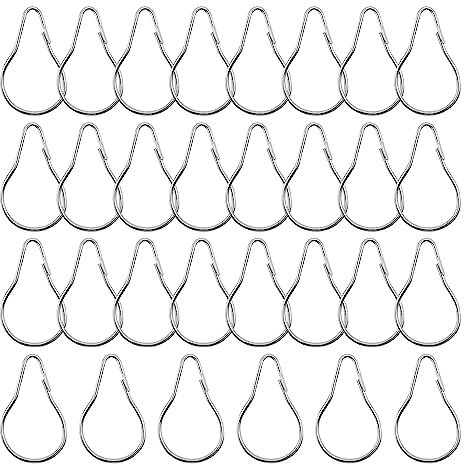 UMCHU 30 Pezzi Anelli per tenda da doccia,Anelli per tende in metallo,anelli per tende aperte,per Tendaggi, Bagno,asta telescopica (argento)