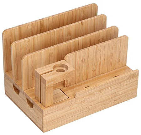 Alvinlite Bambus-Ladestation, Holz-Ladestation, Handy-Ladestationen, Organizer Mit USB-Ladetopf Für Mehrere Geräte, Tablet-Ladestation