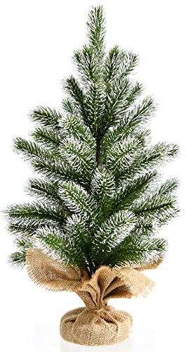KOMFOTTEU Mini Árbol de Navidad Artificial con Nieve (50cm, Nevado) | Pequeño Árbol de Navidad para Mesa con 55 Ramas de PE, Decoración Navideña para Hogar, Tienda