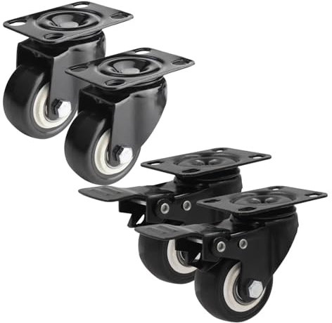 Möbelrollen,Lenkrollen Räder Mit Bremse/Ohne Bremse,Transportrollen,Geräuscharme Gummi Schwenkrollen,Ersatzrollen Für Möbel,Schwerlastrollen 4 Stück,Mit Schrauben,2nobrakes+2brakes-125mm(4.92in)