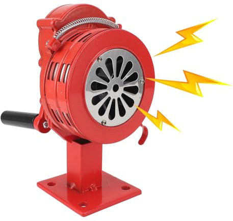 Handkurbelsirene, 110 dB, tragbarer Handkurbelalarm, Aluminiumlegierung, Notfall-Sicherheitshandbuch, Sirene, 110 dB lauter Alarm, Luftangriff, Tornado-Sirenenhörner, Alarm für (Red)