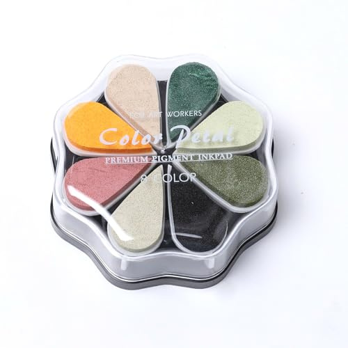Desuibao Stempelkissen in 8 Farben, Blütenblatt-Stempelkissen für Gummistempel, waschbares Regenbogen-Stempelkissen, farbige Bastel-Stempelkissen zum Stempeln, Kartenherstellung, Scrapbooking,