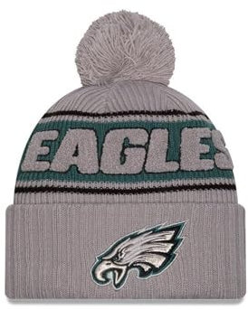 New Era Philadelphia Eagles NFL 2024 Sideline Sport Knit Grau Bommelmütze - One-Size