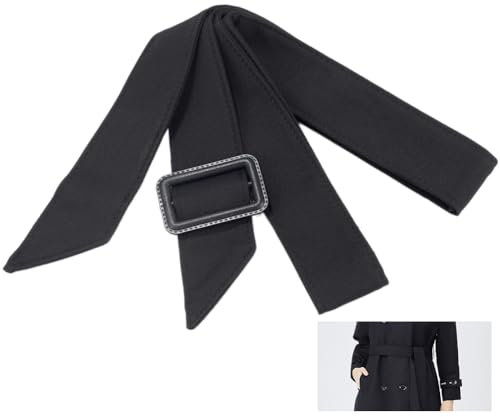 GORGECRAFT Damen Trenchcoat Gürtel 171cm Schwarzer Polyester Bund Ersatz Windmantel Breiter Bindegürtel Verstellbare Schnalle Gürtel Für Hemd Kleid Bademantel Pyjama Windjacke Mantel