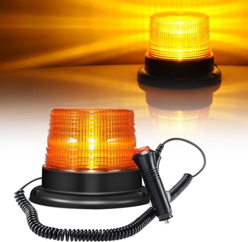 Dinfu Rundumleuchte 12V Magnet Gelb LED Warnleuchte Orange warnleuchte auto 24V Warnlicht für dach KFZ Gabelstapler Traktor Golfwagen UTV Anhänger SUV J-eep