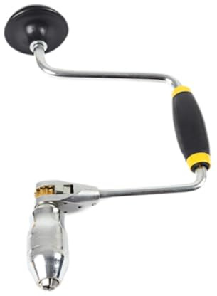 Dualoai Tischler Bithalter mit 4 Backen Bohrfutter, Tragbarer, Komfortabler, Rutschfester Griff, Handkurbel, Bohrer Schwing Bit Clip für Acryl, Holz, Metall, 33x18.5 cm