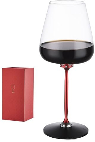 MXHACD Copas Giratorias,Copa De Vino Giratoria,aireador De Vino Giratorio De Rotación 360 Copas De Vino De Tallo Largo para Amantes del Vino(Color:Rojo)