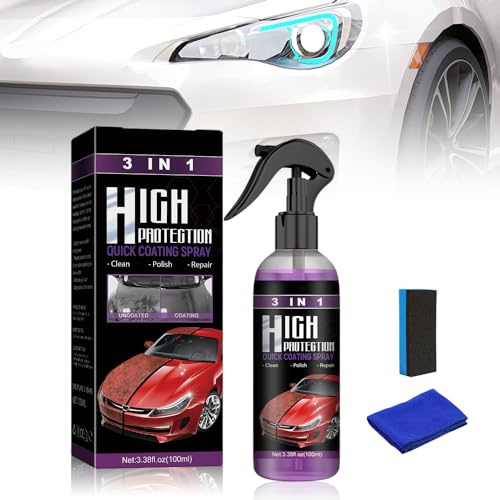 3 in 1 Schnellbeschichtungsspray mit hohem Schutz, 2024 Neuest auto kratzer entferner, Prämie Car Coating Spray, Hoher Schutz Schnelles zum Autolack Kratzer Entfernen und Autopolitur (100ML 1PCS)