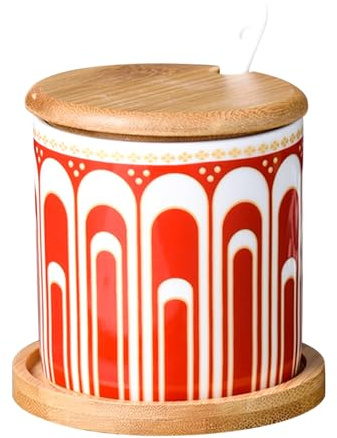Dowbom Zuckerdose mit Deckel und Löffel, 250 ml Vorratsdose, Zuckerdose, Zuckerdose, Zuckerdose (Rot-A)