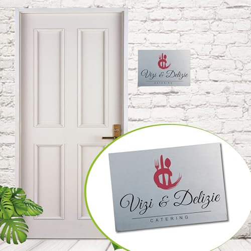 Numero Civico Personalizzato In Alluminio Moderno Targa Argento o Oro Per esterno Bar Barman Ristorante Caffetteria Barista Resistente 10x15 cm Stampato