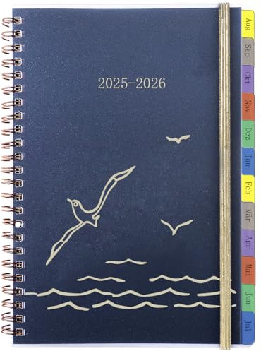 Kalender 2025 2026 A5, Wochenplaner/Terminplaner Ringbuch 1 Woche 2 Seite mit Monatsübersicht & Tasche, Spiralbindung Schülerkalender 2025/2026 Schulplaner Studienplaner, Planer 25/26, Aug.25-Jul.26