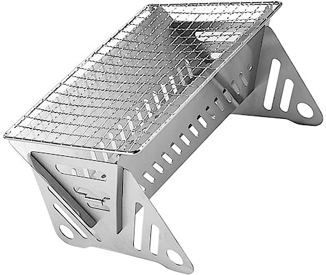 Supvox Tragbarer Campinggrill aus Edelstahl Verschleißfester Klappbarer Grillrost Leichter Grill für Outdoor und Lagerfeuer Praktisches Grillzubehör