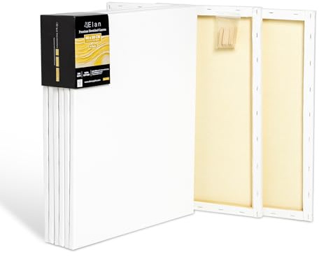 Elan Premium sträckta dukar 40 x 50 cm 380 GSM, 6-pack konstdukar för oljemålning, sträckt kanvas för målning 380 GSM, oljemålning duk 40 x 50