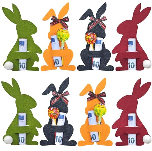 YBwanli Geldgeschenk Ostern Verpackung,Ostergeschenke Erwachsene/Kind,Perfekt zum Verpacken von Ostergeschenken mit Geldscheinen, Bunte Geldgeschenkverpackung mit Hasen-Dekoration für Osternester