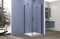 Box doccia Angolare 100x100 cm porta a soffietto + fisso H200 cm cristallo 6 mm profilo NERO OPACO ZAIRA