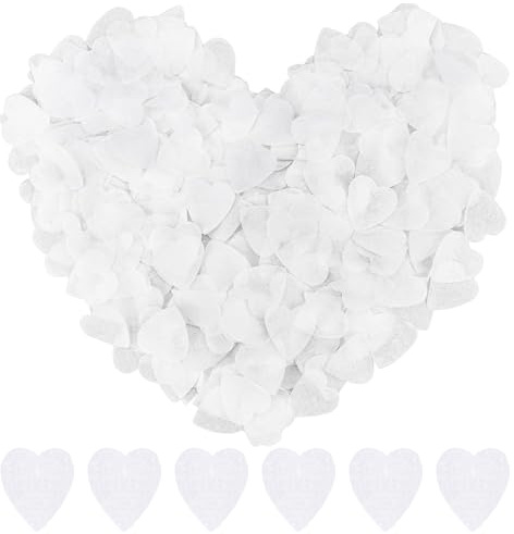 Coriandoli di carta bianca a forma di cuore, 10.000 pezzi, 2,5 cm, confezione da 1000 g, in tessuto biodegradabile, per matrimoni, feste, celebrazioni e decorazioni da spargere