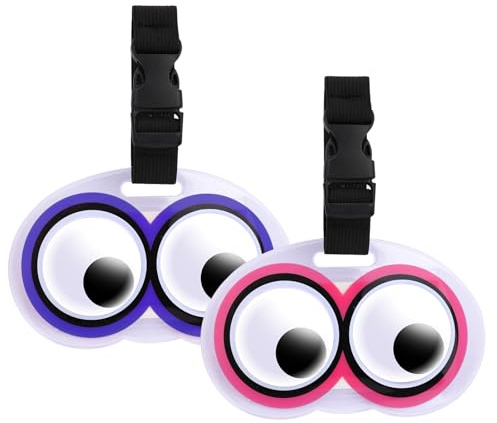 Etiquetas para Equipaje de PVC,2 Pcs Etiquetas Maletas Viaje Ojo,Identificador Viaje,Bolso ID Tag,Mochilas Etiqueta,Etiqueta de la Maleta con Nombre y Dirección para Equipaje Facturado,Rosa Morado