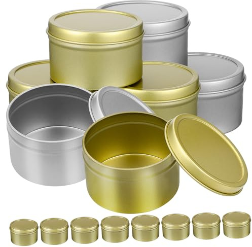 FIXOSHEE 16 Piezas Tarros Metálicos con Tapa para Velas Pequeños Recipientes para Hacer Velas Caseras Almacenamiento Versátil y Especias Diseño Portátil y Resistente al Óxido