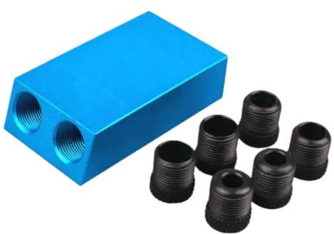 15° Angle Hole Jig, Blue Anodized Aluminum Drill Guide for Pocket Holes, Woodworking Positioning Tool