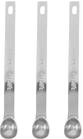 SEWACC Lot de 3 cuillères doseuses Cuillère doseuse plate de 1/4 de cuillère à café - Mini en acier inoxydable de 1,25 ml pour la cuisine, le thé, les épices, les aliments pour poissons et la