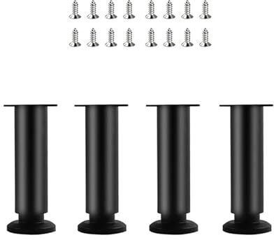 Wealsun Adjustable Furniture Legs Pack of 4 | 18-30cm Metal Heavy Duty Support Legs with Screws, Black Furniture Replacement Feet for sofas, beds, chairs, tables, cabinets