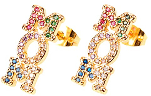 LYGXWJFC Mode Drop Dangle Örhängen för kvinnor Flickor MOM Brev Diamantörhängen Chain Link Stud