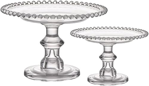 Bafnsiji Set di Alzate per Torte in Vetro, Alzate per Torte Trasparenti, Espositore per Cupcake e Dolci in Vetro, Alzata Rotonda per Dolci per Matrimoni e Feste