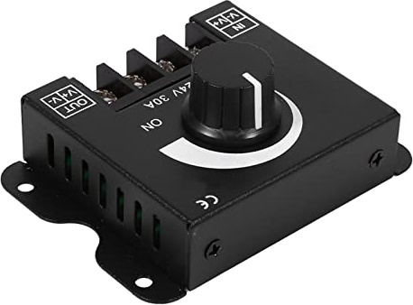 YUEHISY Controlador de Atenuación LED, 12 V 24 V 30 A PWM Brillo Ajustable, Luz de Tira de un Color Atenuación Manual de Perilla, Corriente de Voltaje Constante, Memoria Automática para Control de