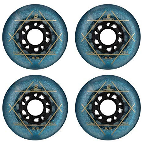 SzBlaZe 88A PU Verschleißfeste Gleitrollen FSK Inline-Skate Ersatzräder ohne Lager (4 Stück) 72 mm, 76 mm, 80 mm für Inline-Skate, Wave-Board, Caster Board, Street Surf(blau, 80 mm)