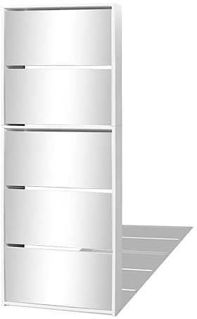 vidaXL Schuhschrank Schuhregal Schuhkipper Schuhkommode 5 Fächern Spiegel Weiß