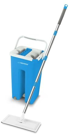 Esperanza Mopa Fregona con Cubo EHS004 Azul Blanco Microfibra, Mopa con Escurridor