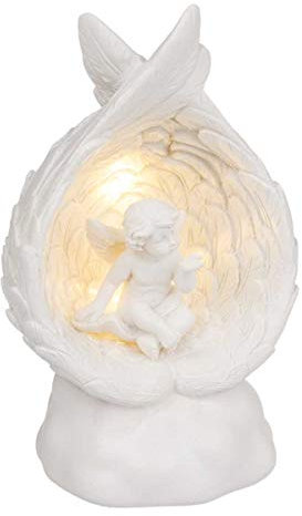 Out of the blue LED Dekofigur Sitzender Engel, zufällige Auswahl aus 4 ähnlichen Motiven, Engelsfigur Putte Dekoengel Engelchen Lichtdeko, Maße (H/B/T): 12 x 7 x 5,5 cm, Weiß