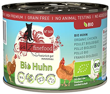 catz finefood Bio Katzenfutter Huhn - N° 503 - Nassfutter für Katzen - 6 x 200 g - Ohne Getreide & zugesetzten Zucker (1,2 kg)