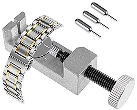 Voarge Uhrmacherwerkzeug, Uhr Stiftausdrücker Armbandkürzer Strap Kettenbolzen Remover Reparatursatz Werkzeug, Reparatur für Uhrmacher mit 3 Extra Pins