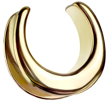 Halbrunder Flesh Tunnel Ohr Plug Piercing Sattel Spreader Halbrund Creole Stretcher Ohrring Ohrpiercing Stahl Tribal Gold 19mm