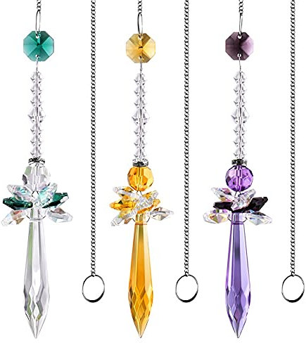 YFCTLM Cazador de Sol Conjunto de 3, Colgando Cristal Guardian Angel Suncatcher 63mm Crystal Carámbano Prismas Pendiente Arco Irhow Maker Inicio Ventana Decoración de jardín