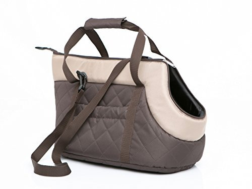 Tragetasche, Hundetasche, Katzentasche, Zwei Möglichkeiten zu tragen,Sicherheit von Haustieren, Sack, Hundesack,R2: 25 x 43 cm, Braun mit Beiger Schal