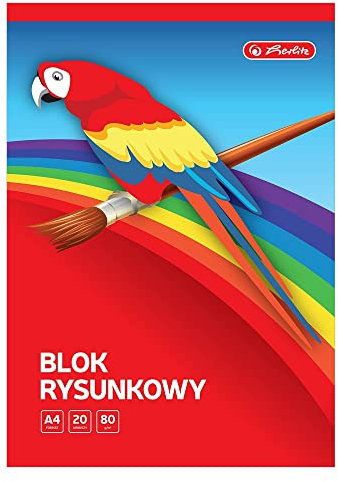 Herlitz Zeichnungsblock, Format Blatt A4, 20 Blatt, Weiß Papier zum Zeichnen, Malen, Bleistiftskizzieren, Schneiden, Origami-Falz, Grammatur 80 g/m² Schneeweiß Praktisch