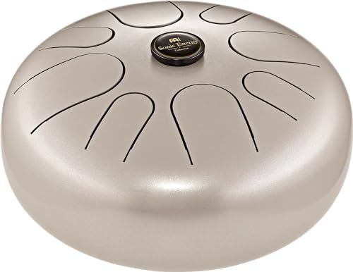Sonic Energy Steel Tongue Drum, G-Moll, Perlgrau (STD4PG) | 8 Töne, 440 Hz, Durchmesser 12 Zoll, 30,5 x 30,5 x 16,5 cm, Inkl. Tasche und 2 Schlägel, Edelstahl