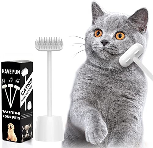 Katzen bürste Haustier, Unterwollkamm, Fellkamm Unterfell, Massage Katzenkamm Entfernen Unterwolle und Verfilzungen Lösen Gesundes Fell, Sauberes Haustierhaar, Lustiger Katzenstock, Weiß